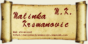 Malinka Krsmanović vizit kartica